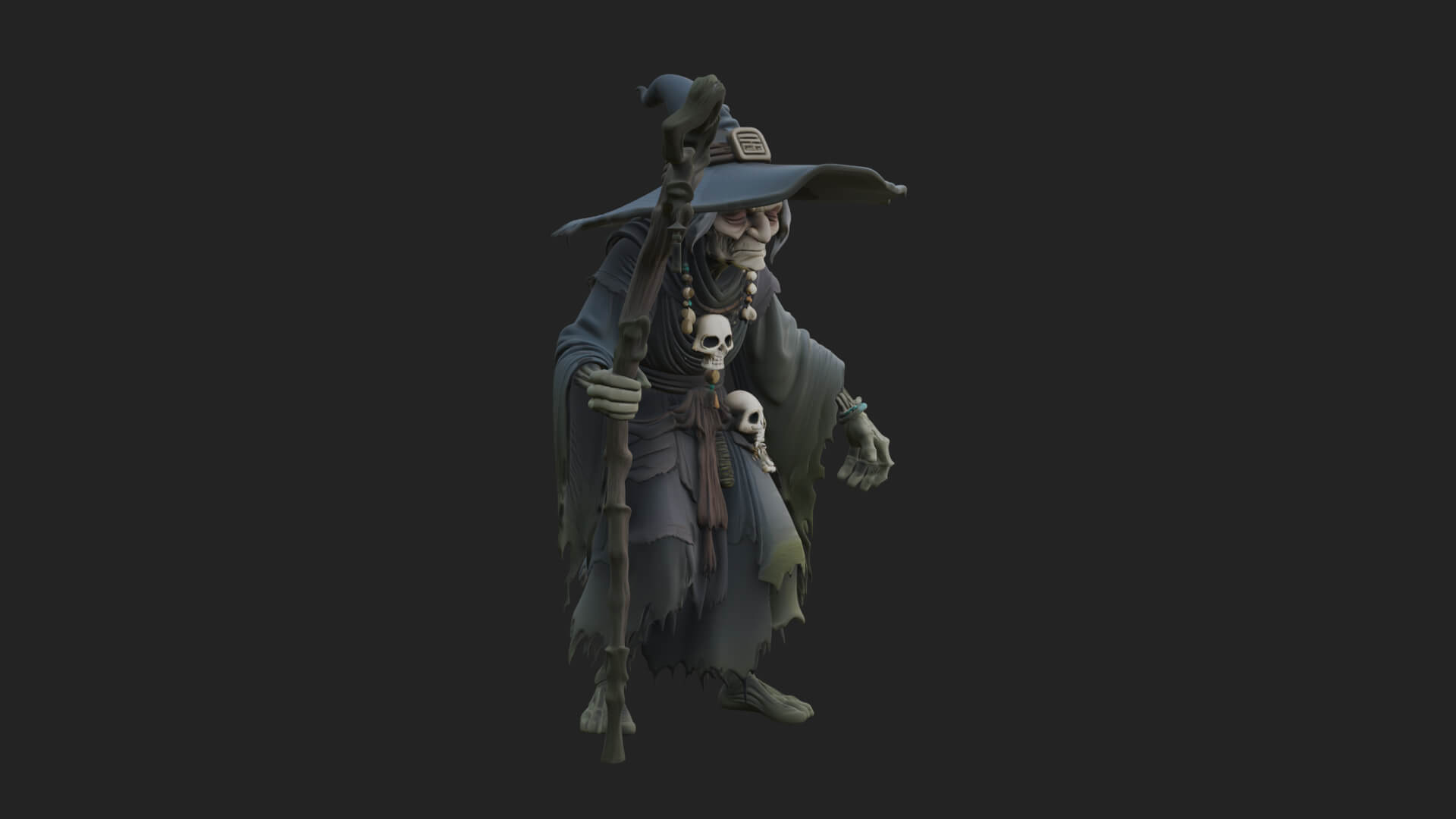 Hunched Hag Sorcerer Statue Design 8 3D Print Model 3D Model