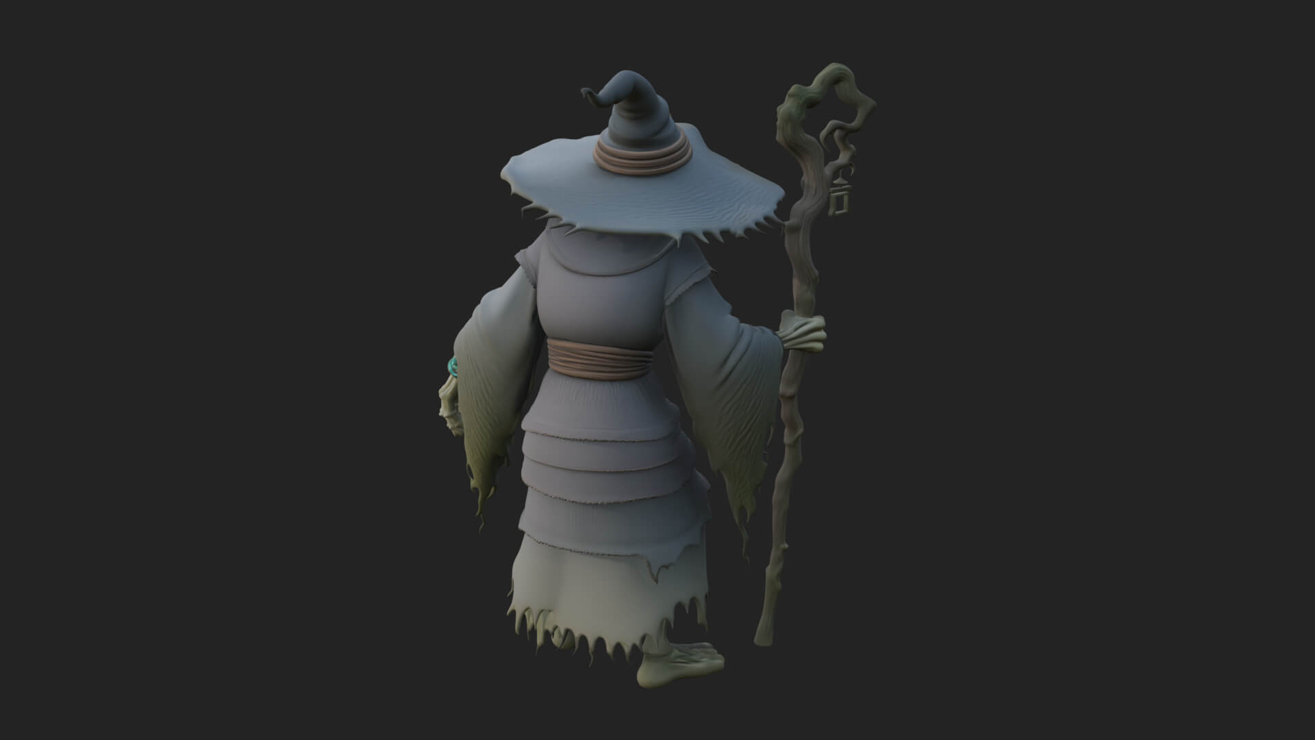 Hunched Hag Sorcerer Statue Design 8 3D Print Model 3D Model