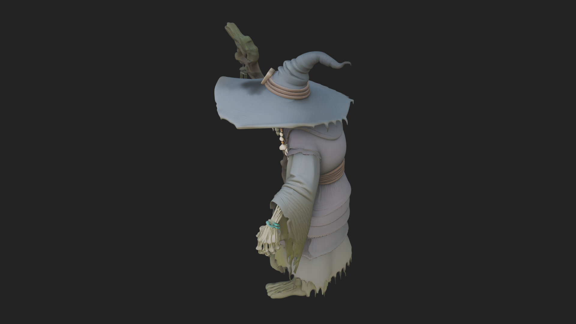 Hunched Hag Sorcerer Statue Design 8 3D Print Model 3D Model