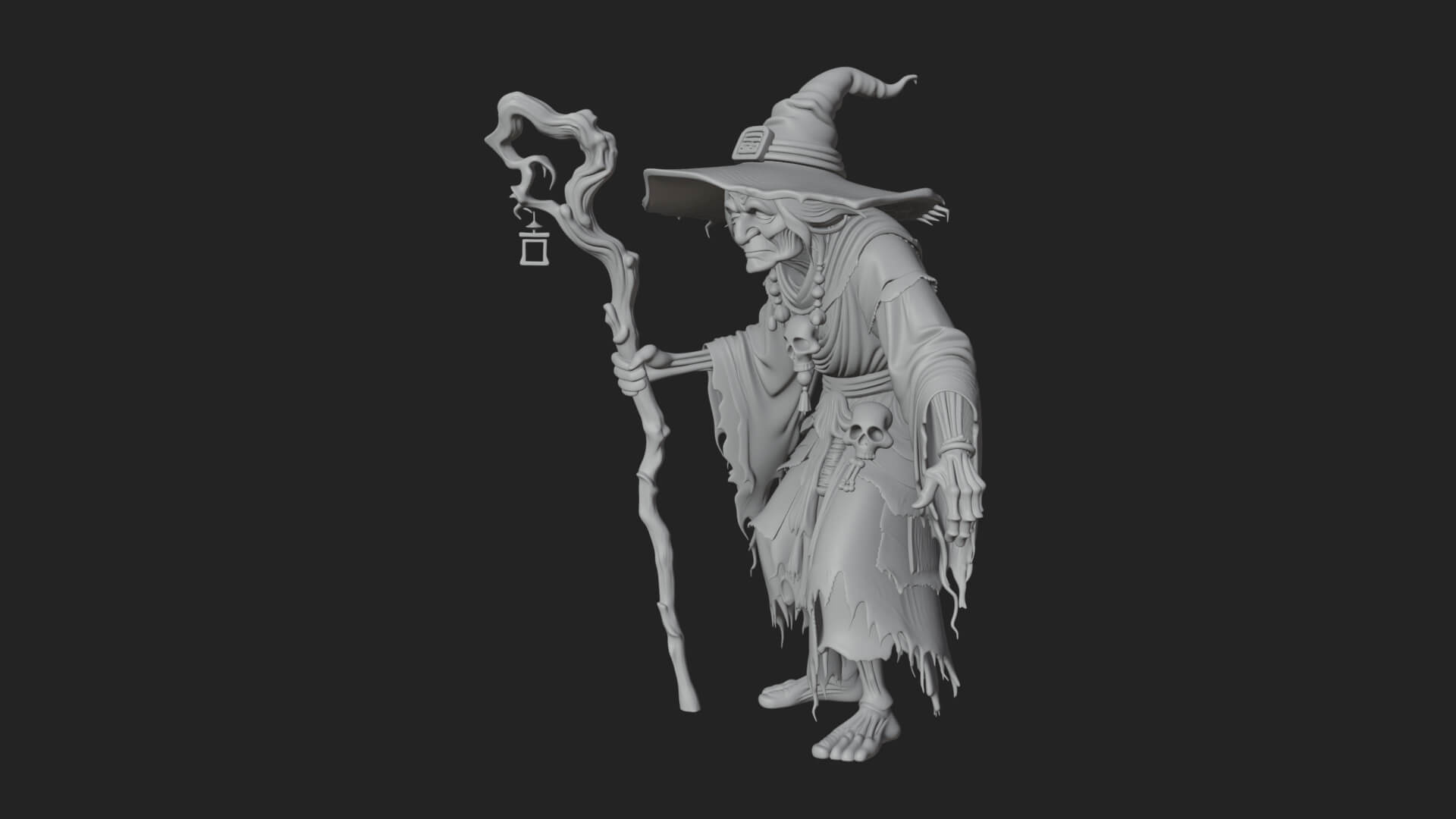 Hunched Hag Sorcerer Statue Design 8 3D Print Model 3D Model