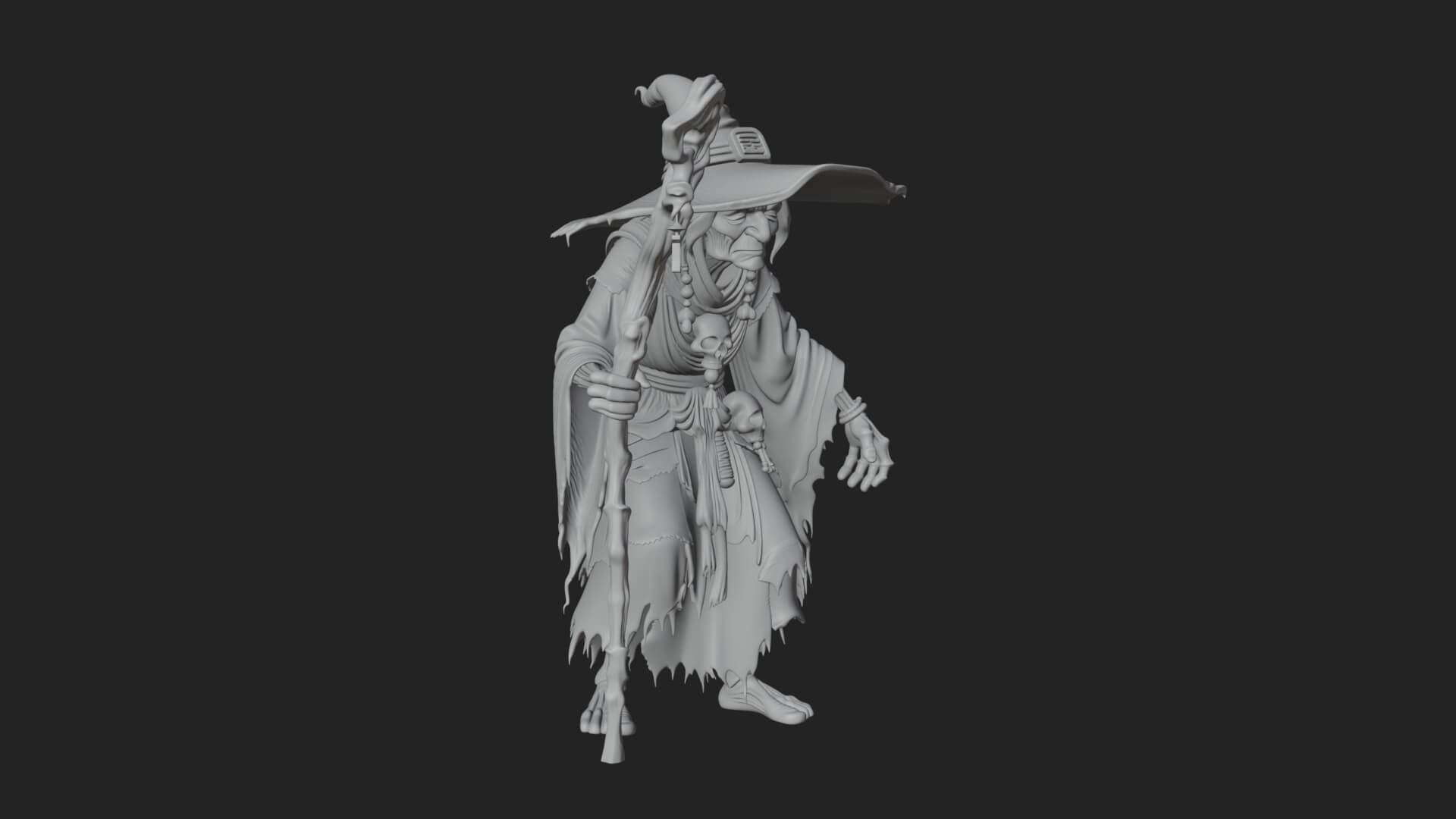 Hunched Hag Sorcerer Statue Design 8 3D Print Model 3D Model