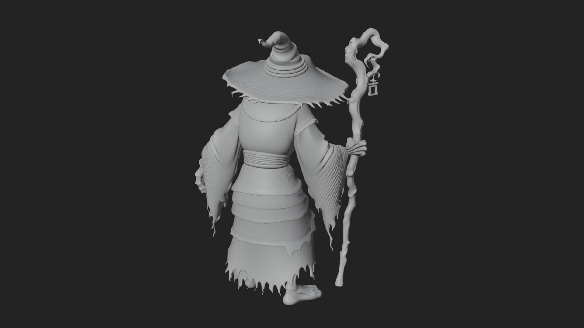 Hunched Hag Sorcerer Statue Design 8 3D Print Model 3D Model