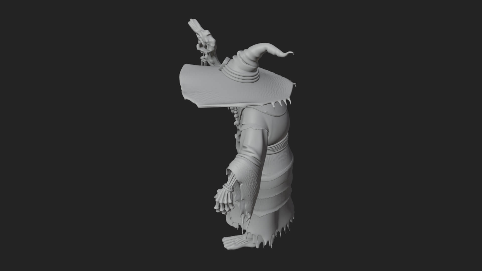 Hunched Hag Sorcerer Statue Design 8 3D Print Model 3D Model