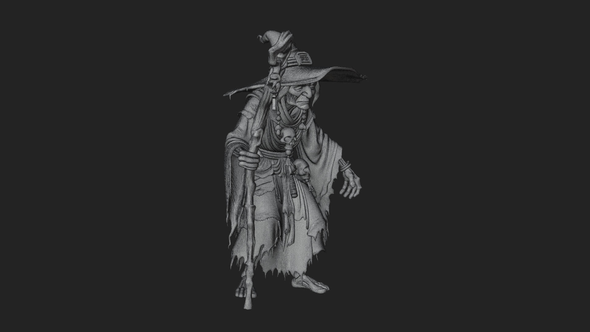 Hunched Hag Sorcerer Statue Design 8 3D Print Model 3D Model