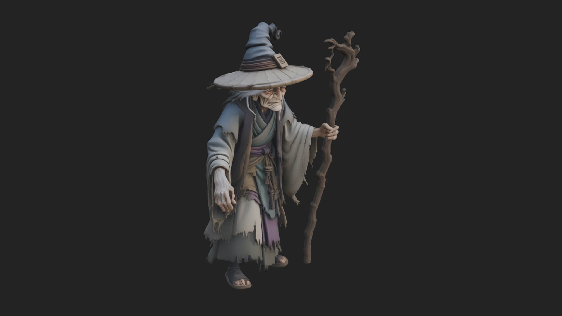 Hunched Hag Sorcerer Statue Design 9 3D Print Model 3D Model