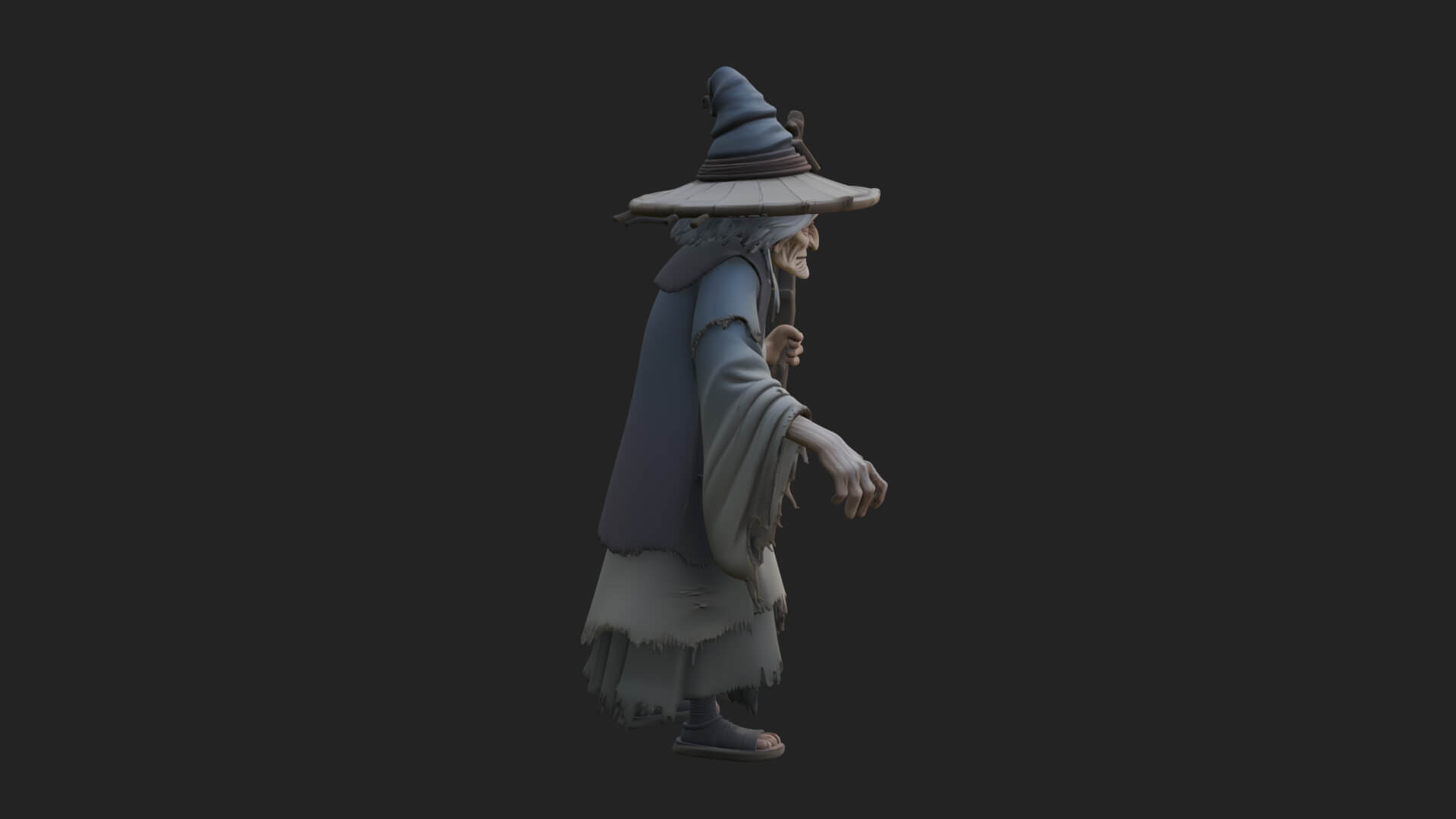 Hunched Hag Sorcerer Statue Design 9 3D Print Model 3D Model