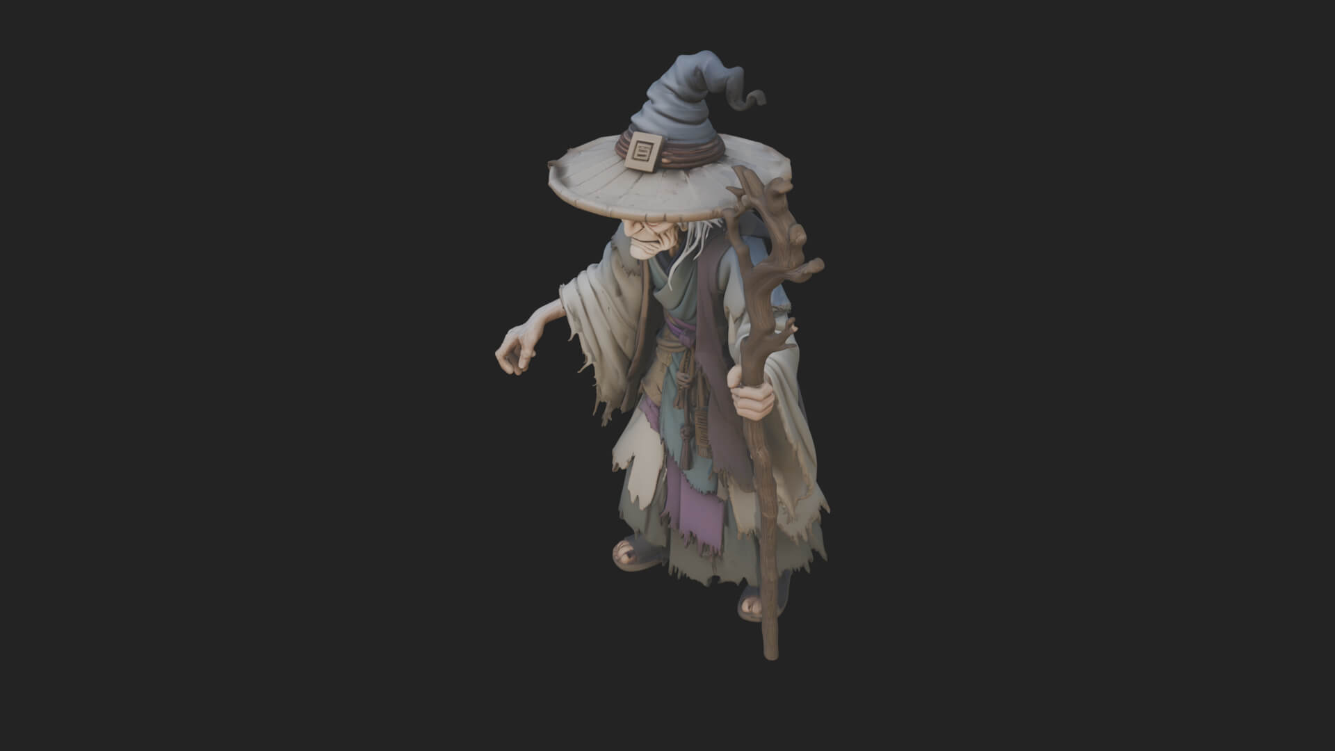 Hunched Hag Sorcerer Statue Design 9 3D Print Model 3D Model