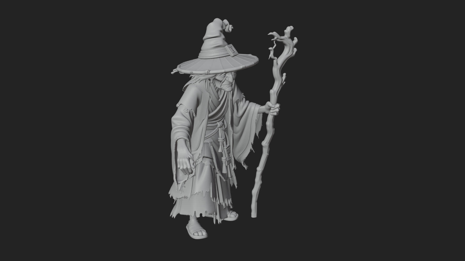 Hunched Hag Sorcerer Statue Design 9 3D Print Model 3D Model