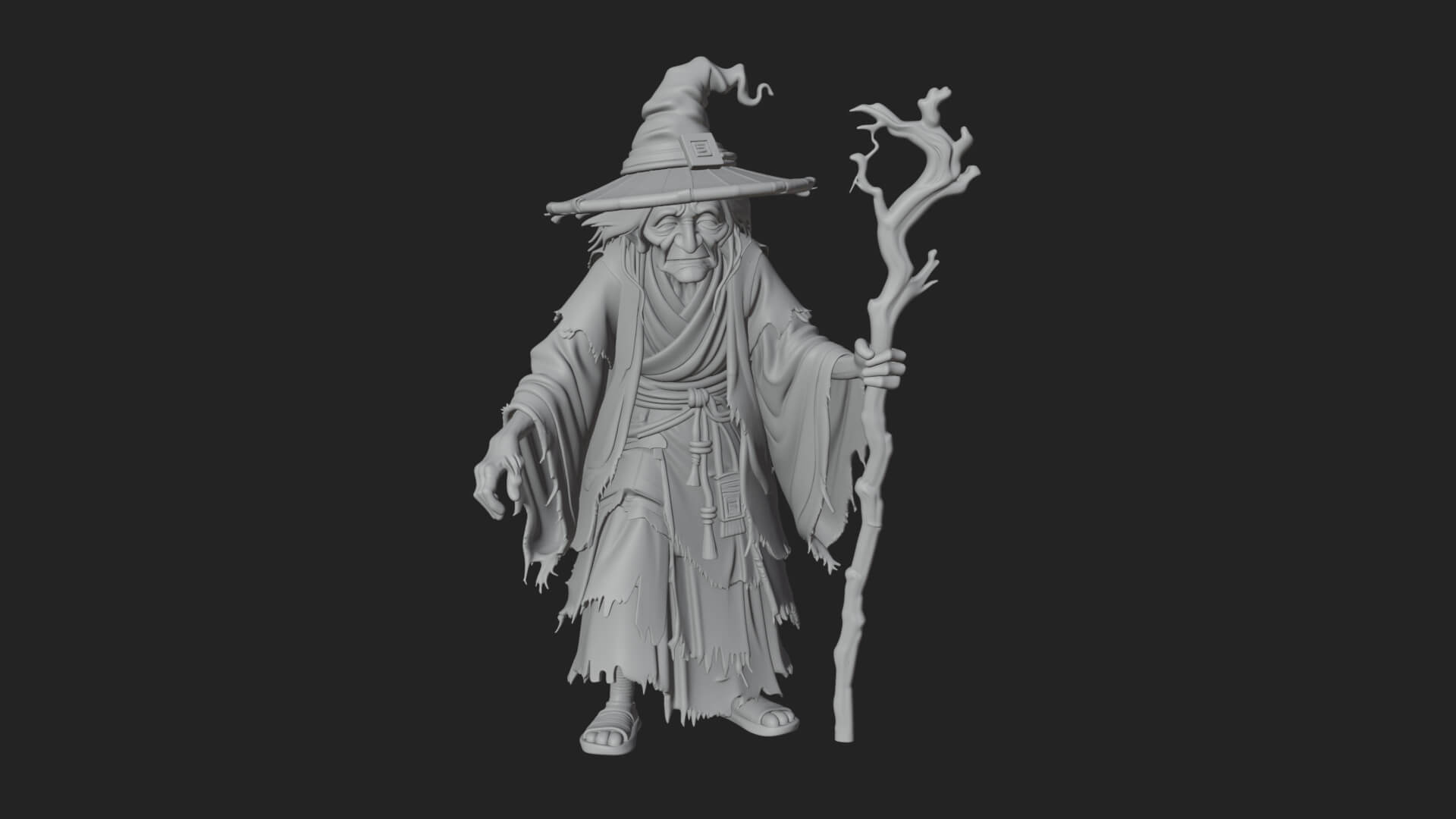 Hunched Hag Sorcerer Statue Design 9 3D Print Model 3D Model
