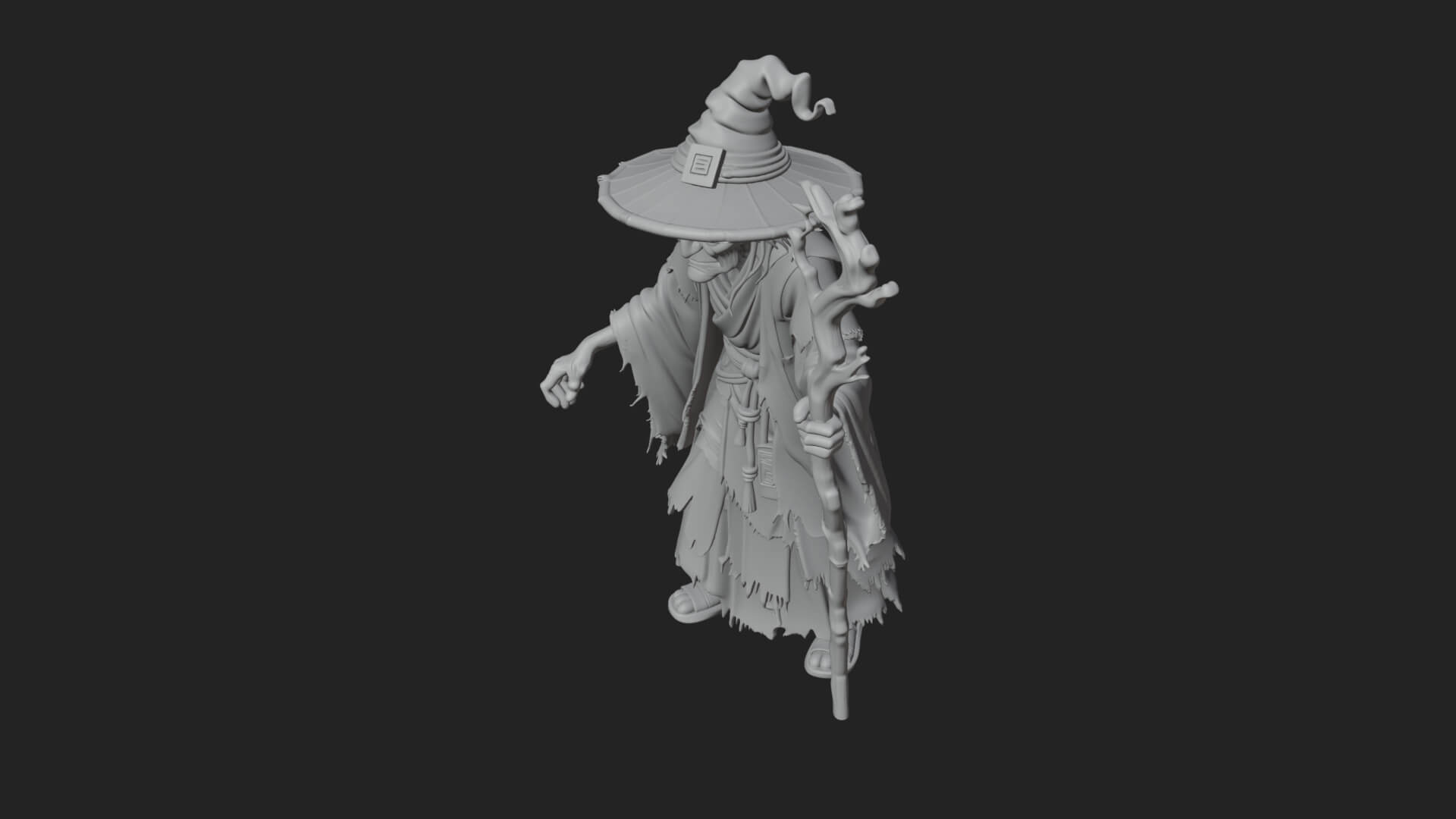 Hunched Hag Sorcerer Statue Design 9 3D Print Model 3D Model