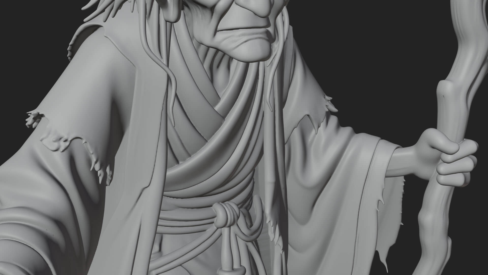 Hunched Hag Sorcerer Statue Design 9 3D Print Model 3D Model