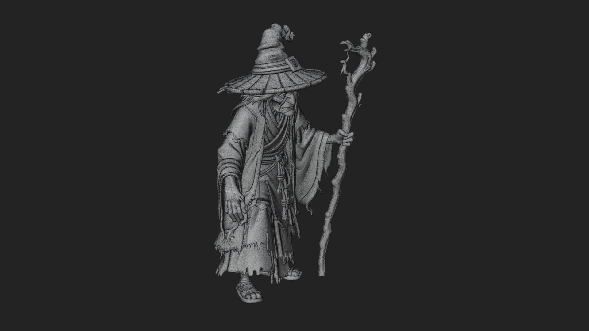 Hunched Hag Sorcerer Statue Design 9 3D Print Model 3D Model