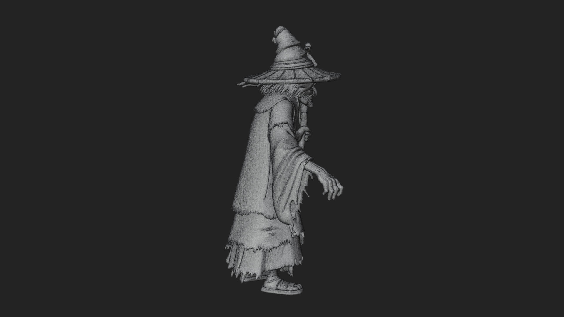Hunched Hag Sorcerer Statue Design 9 3D Print Model 3D Model