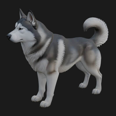 Husky Dog Statue Design 1 3D Print Model