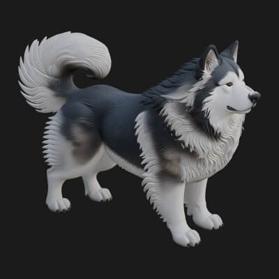 Husky Dog Statue Design 2 3D Print Model