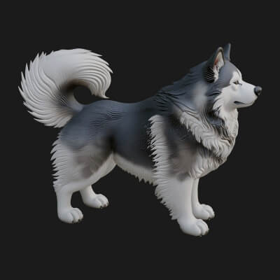 Husky Dog Statue Design 4 3D Print Model