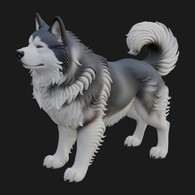 Husky Dog Statue Design 6 3D Print Model