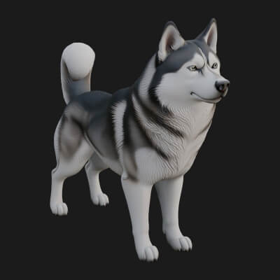 Husky Dog Statue Design 7 3D Print Model