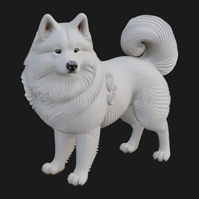 Husky Dog Statue Design 8 3D Print Model