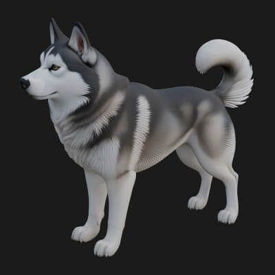 Husky Dog Statue Design 9 3D Print Model