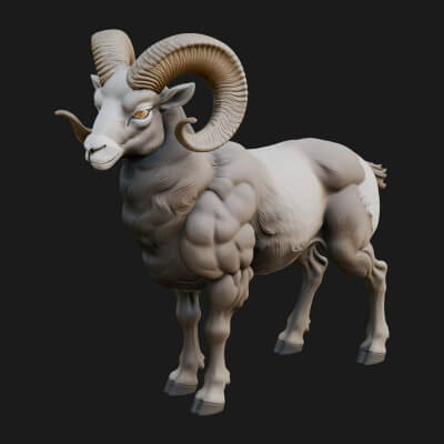 Ibex Goat Statue Design 11 3D Print Model