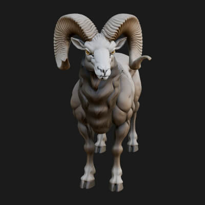Ibex Goat Statue Design 14 3D Print Model