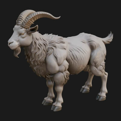 Ibex Goat Statue Design 17 3D Print Model