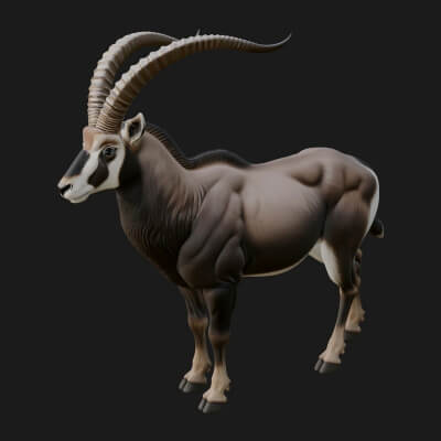 Ibex Goat Statue Design 2 3D Print Model