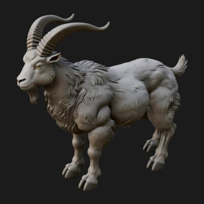 Ibex Goat Statue Design 7 3D Print Model