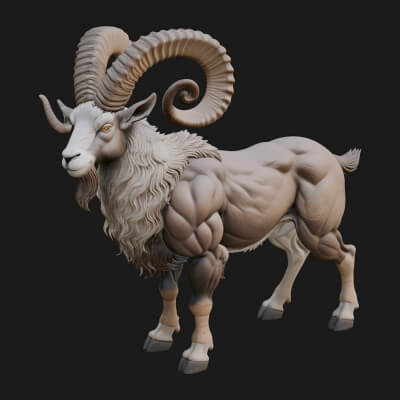 Ibex Goat Statue Design 8 3D Print Model