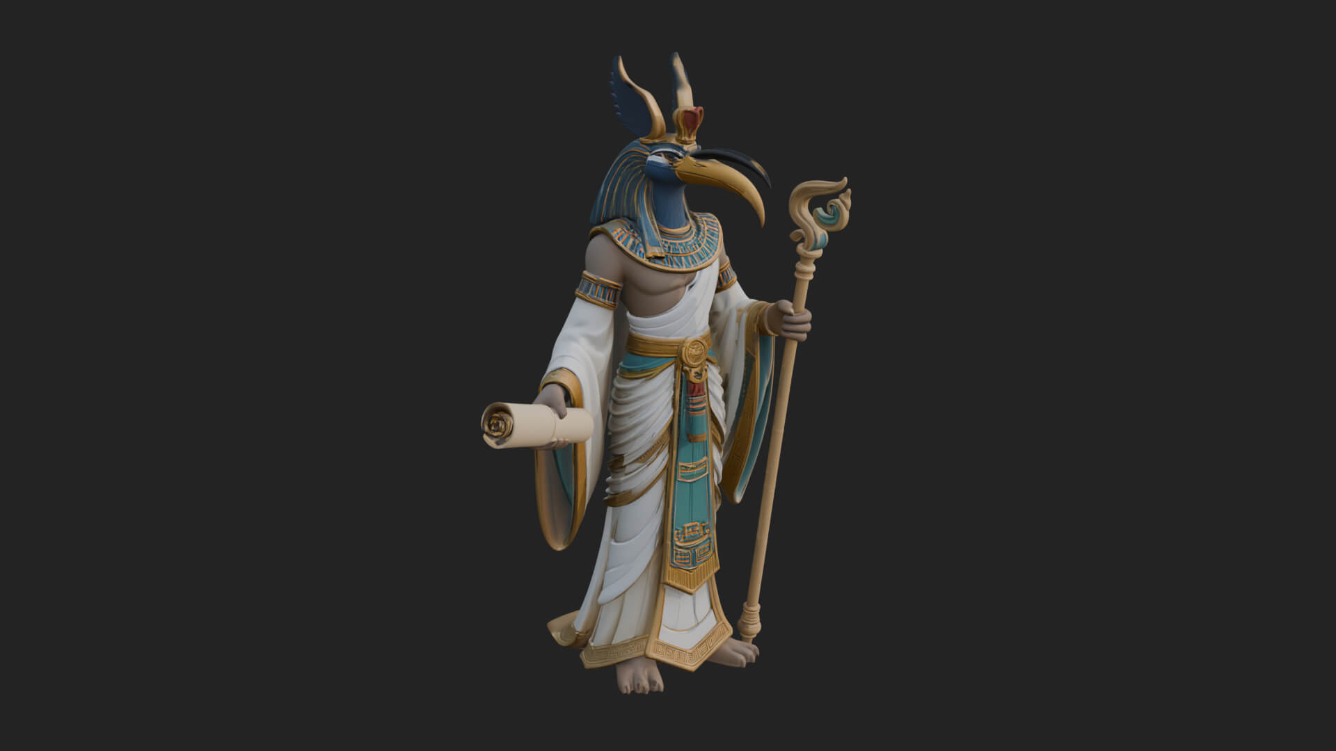 Ibis-Headed Egyptian God Statue Design 1 3D Print Model 3D Model