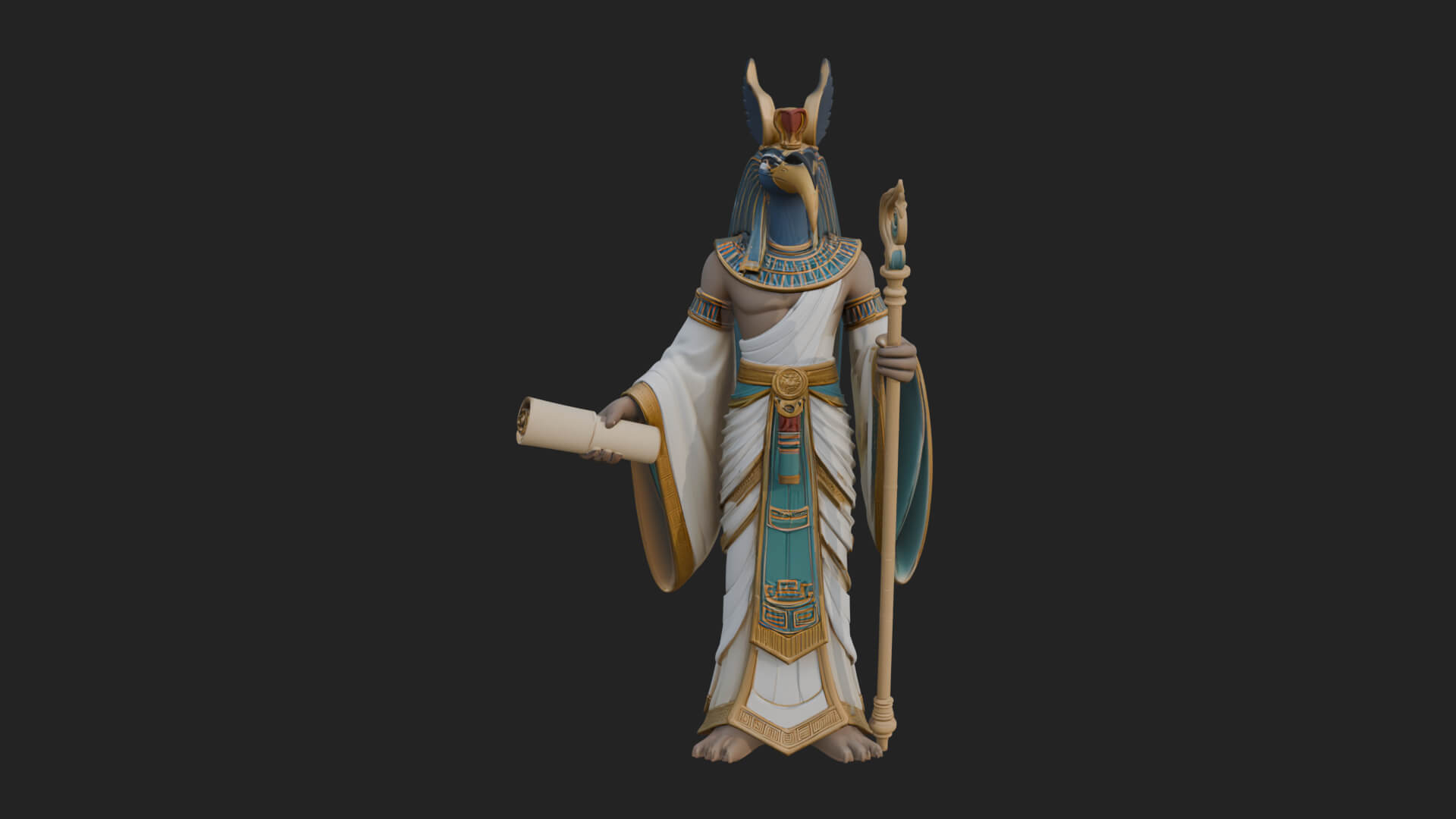 Ibis-Headed Egyptian God Statue Design 1 3D Print Model 3D Model