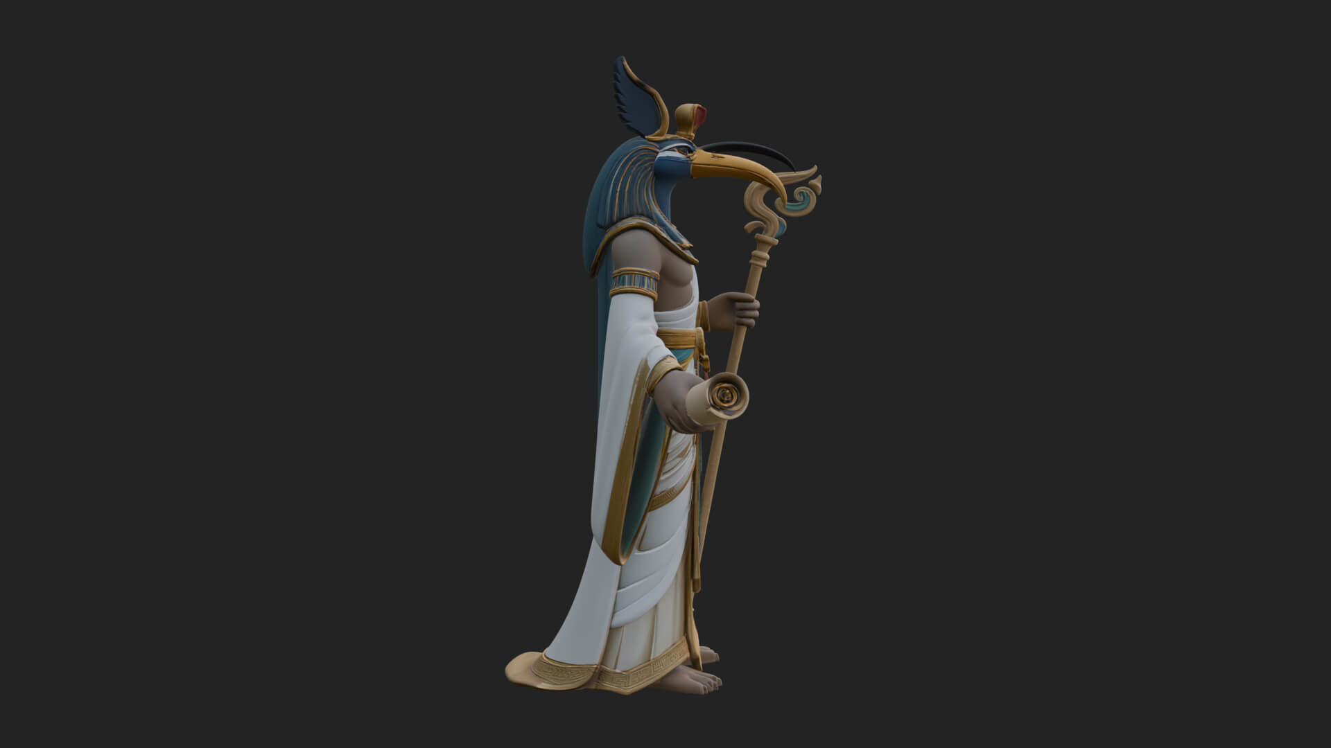 Ibis-Headed Egyptian God Statue Design 1 3D Print Model 3D Model