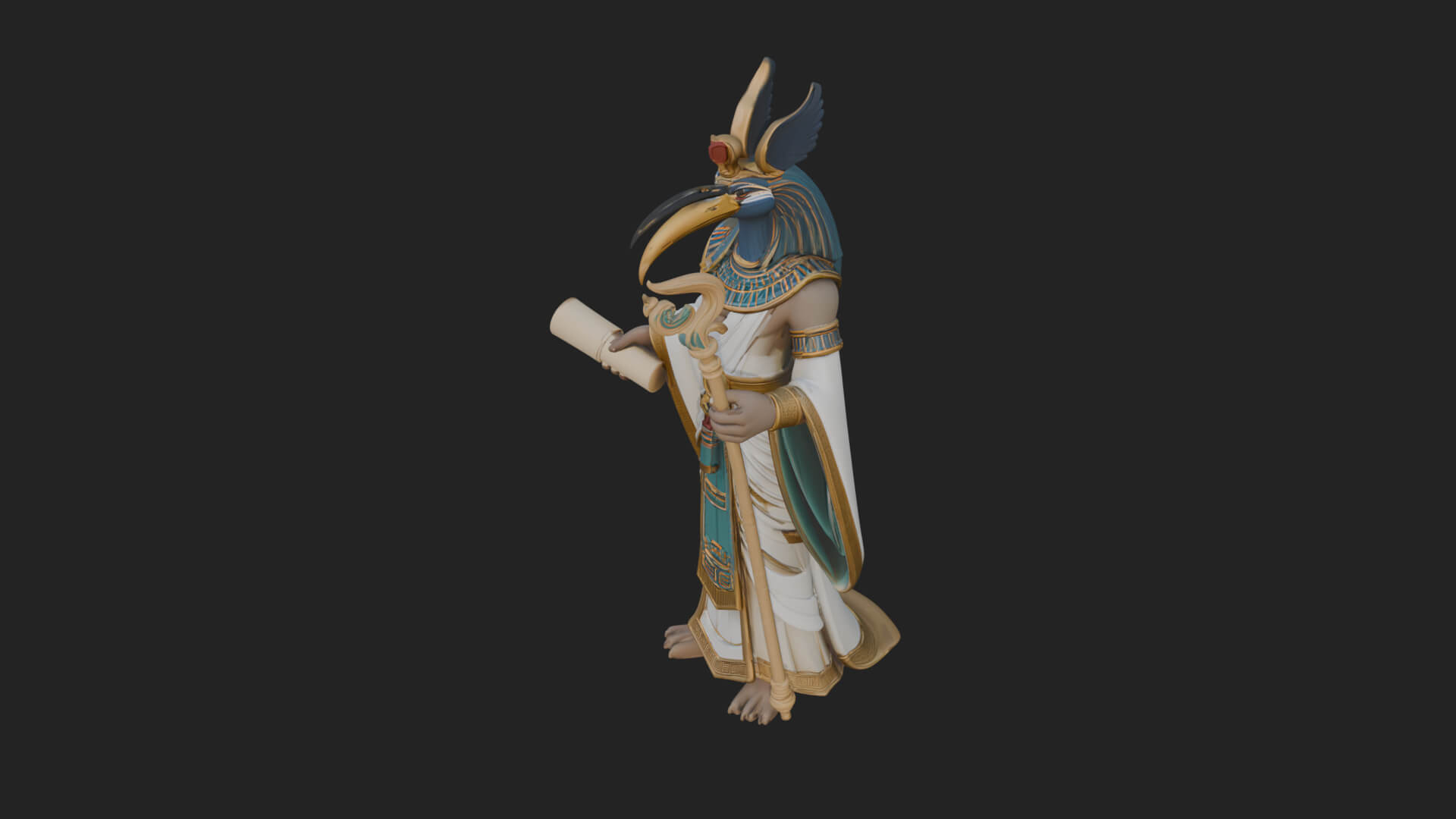 Ibis-Headed Egyptian God Statue Design 1 3D Print Model 3D Model
