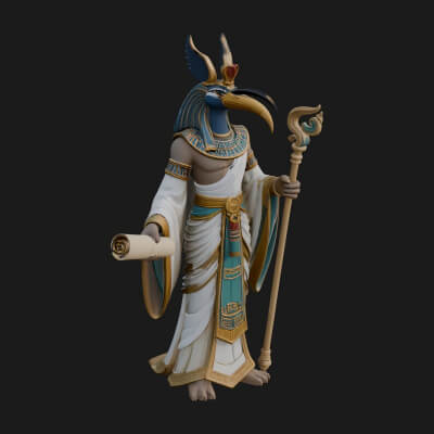 Ibis-Headed Egyptian God Statue Design 1 3D Print Model