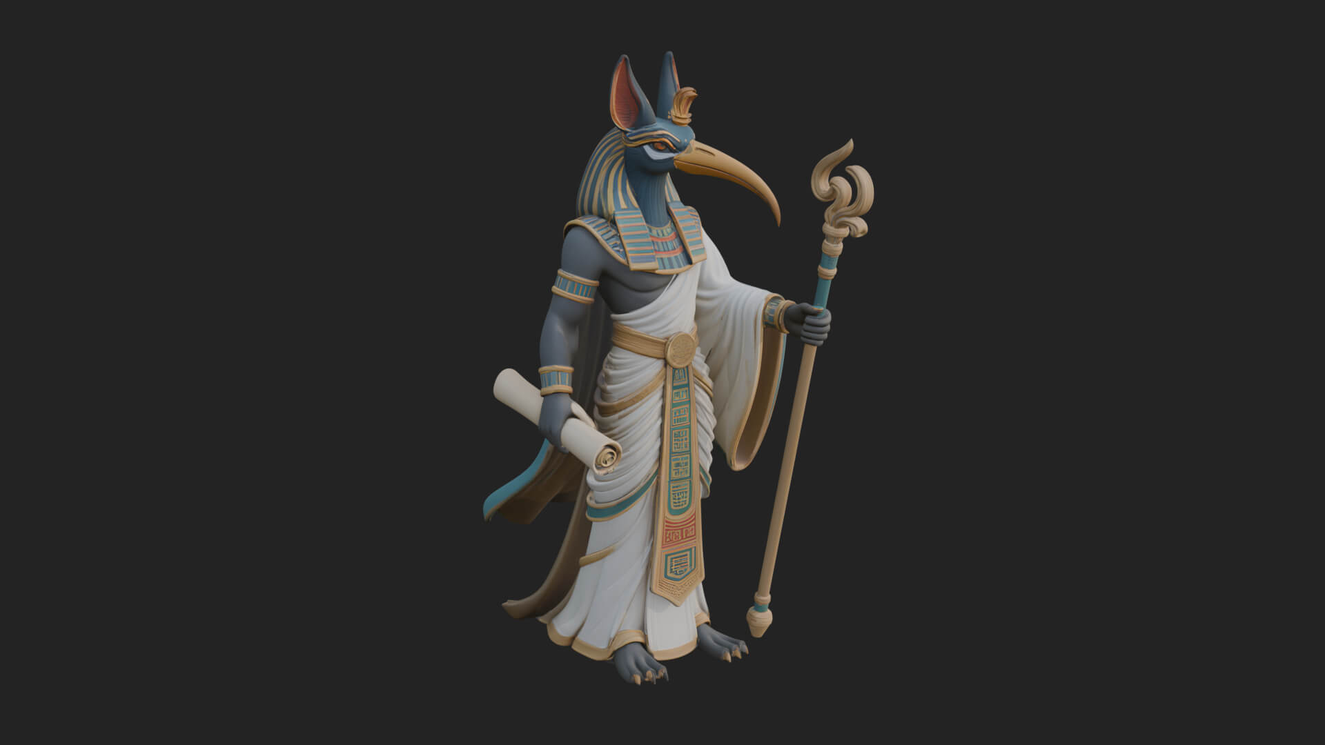Ibis-Headed Egyptian God Statue Design 2 3D Print Model 3D Model