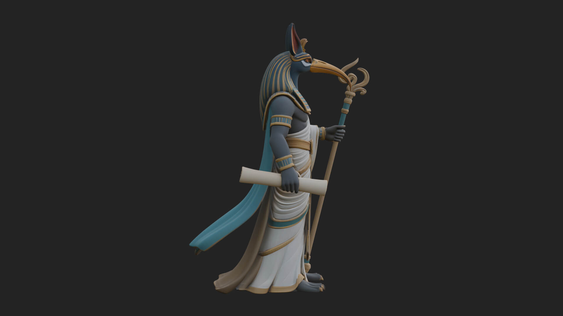 Ibis-Headed Egyptian God Statue Design 2 3D Print Model 3D Model