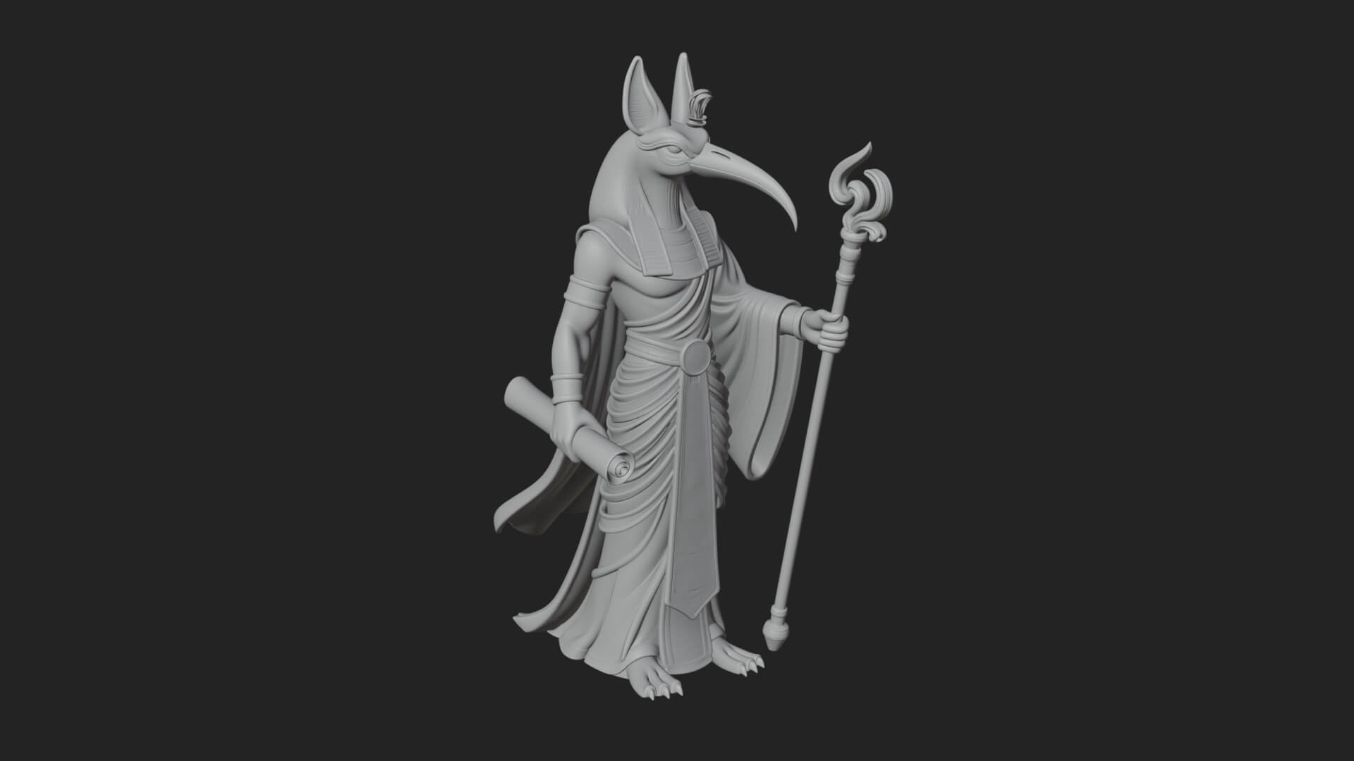 Ibis-Headed Egyptian God Statue Design 2 3D Print Model 3D Model