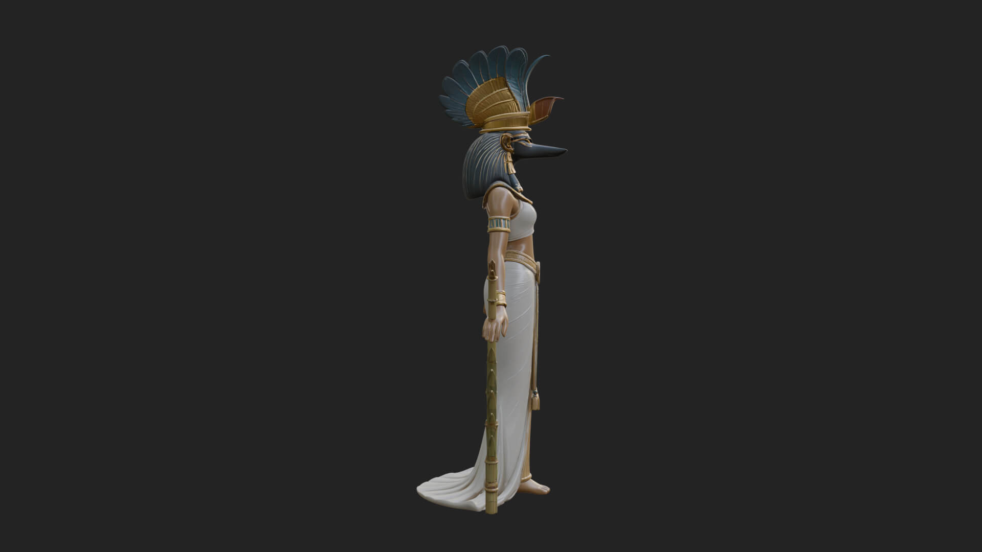 Ibis-Headed Egyptian God Statue Design 4 3D Print Model 3D Model