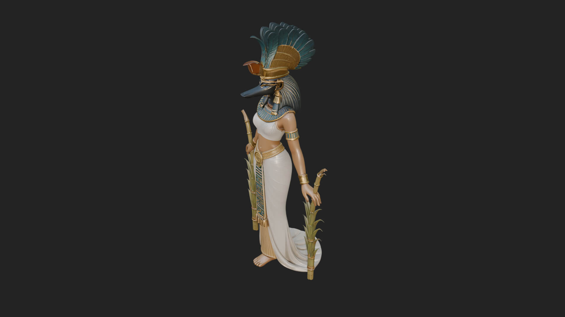 Ibis-Headed Egyptian God Statue Design 4 3D Print Model 3D Model
