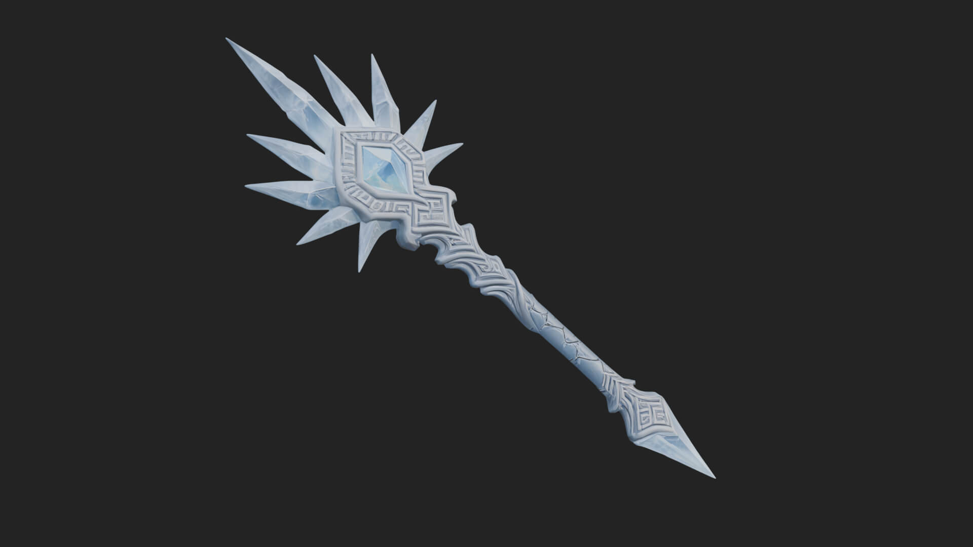 Ice Crystal Mace Model Design 1 3D Print Model 3D Model