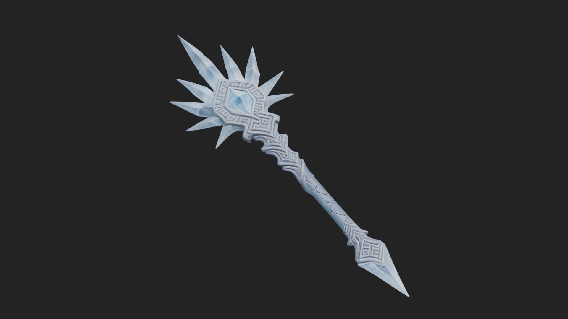 Ice Crystal Mace Model Design 1 3D Print Model 3D Model