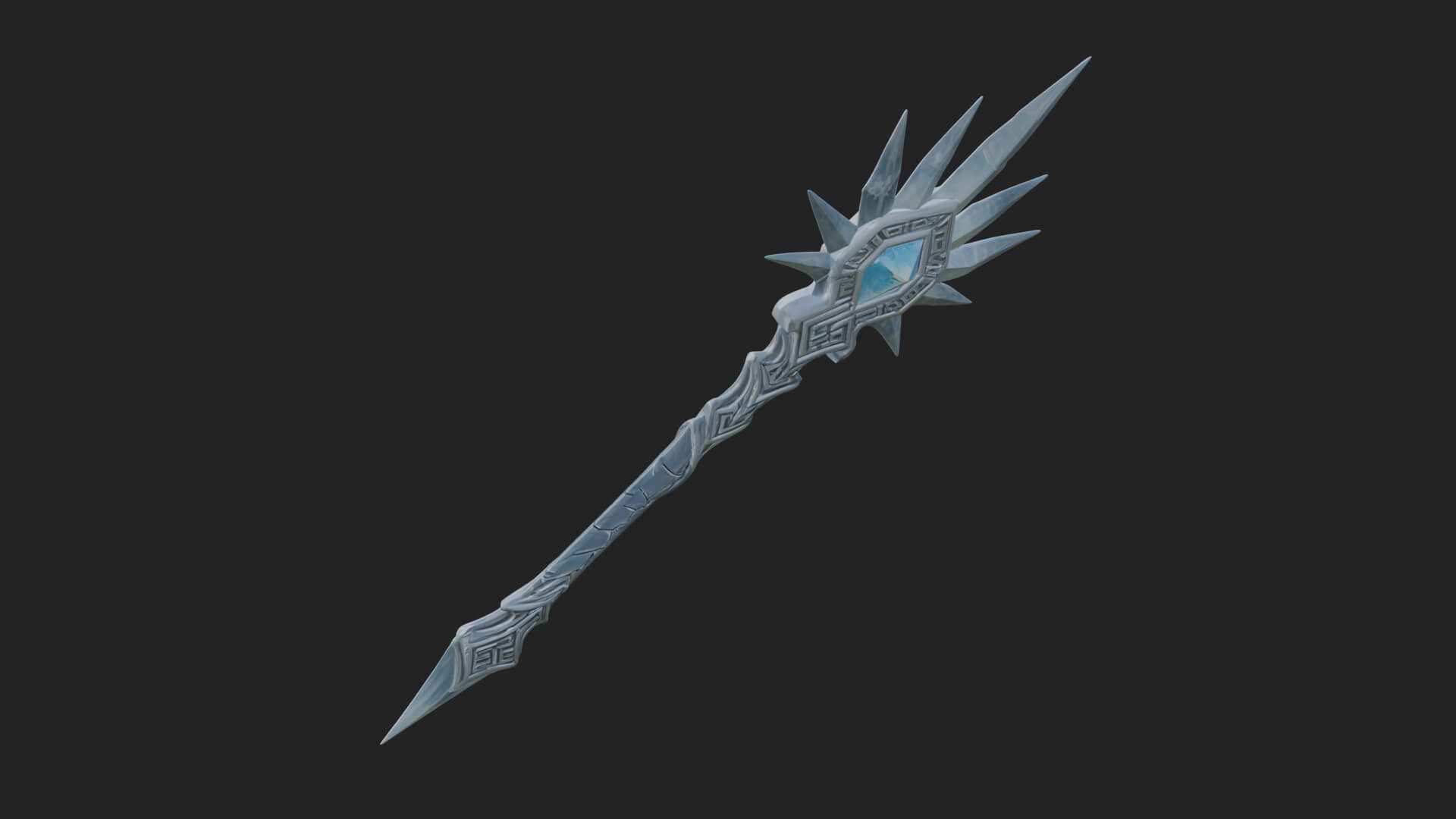Ice Crystal Mace Model Design 1 3D Print Model 3D Model