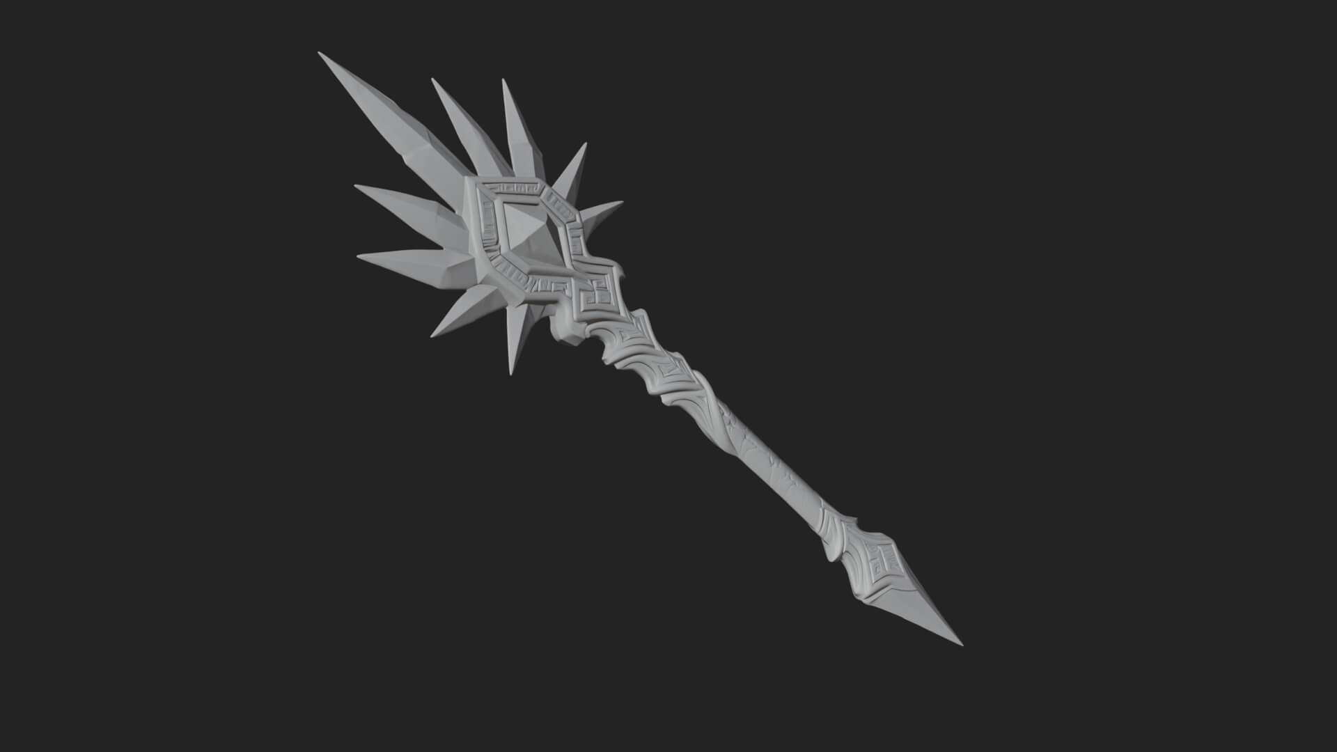 Ice Crystal Mace Model Design 1 3D Print Model 3D Model
