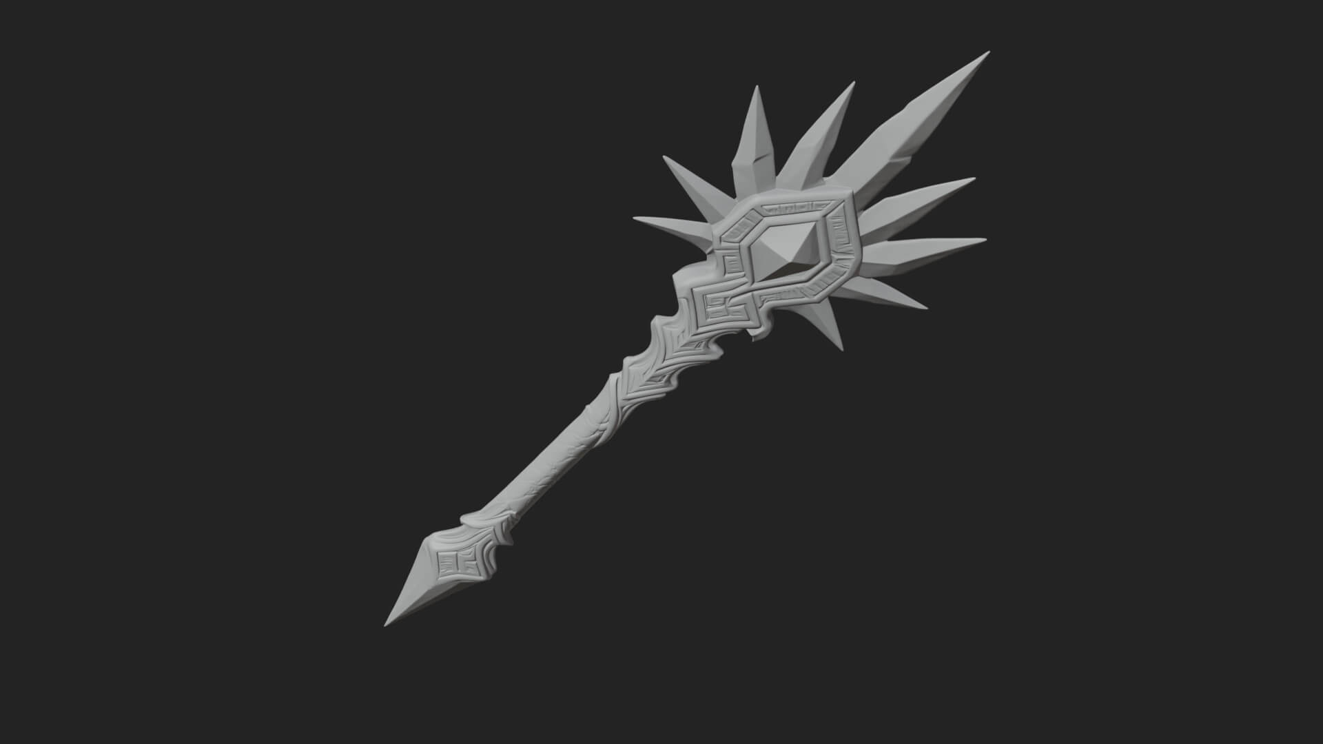 Ice Crystal Mace Model Design 1 3D Print Model 3D Model