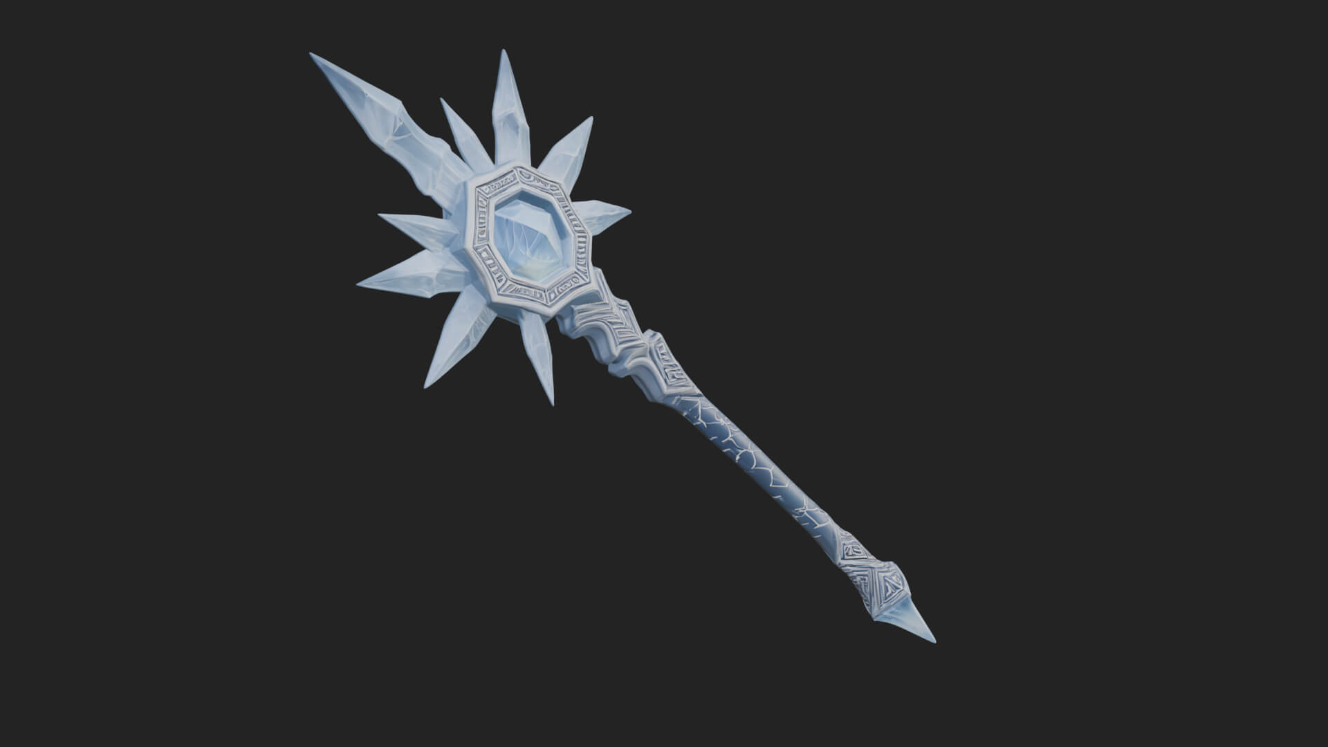 Ice Crystal Mace Model Design 2 3D Print Model 3D Model