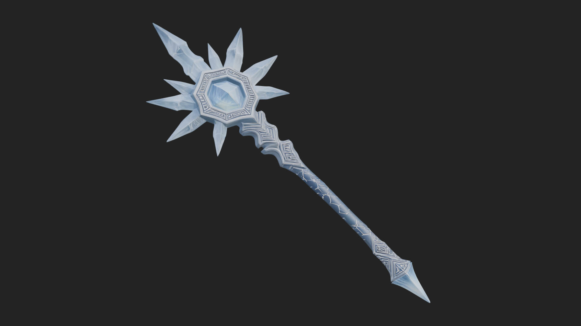 Ice Crystal Mace Model Design 2 3D Print Model 3D Model