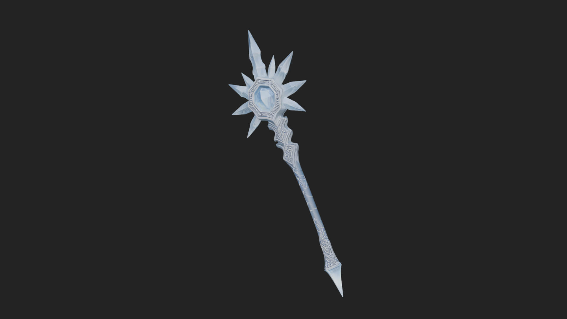 Ice Crystal Mace Model Design 2 3D Print Model 3D Model