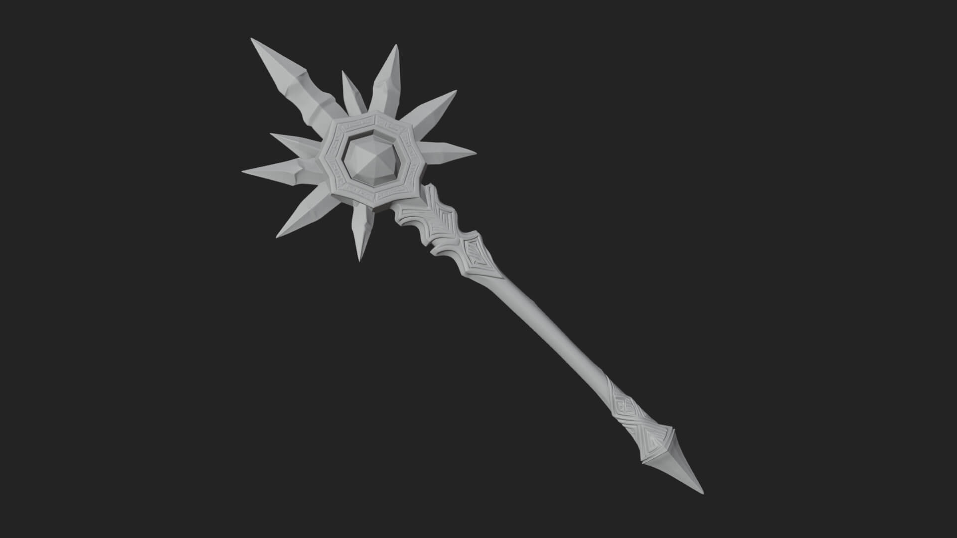 Ice Crystal Mace Model Design 2 3D Print Model 3D Model