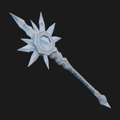 Ice Crystal Mace Model Design 2 3D Print Model